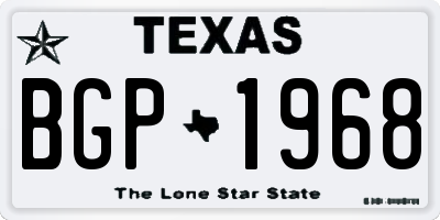 TX license plate BGP1968
