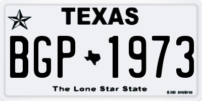TX license plate BGP1973