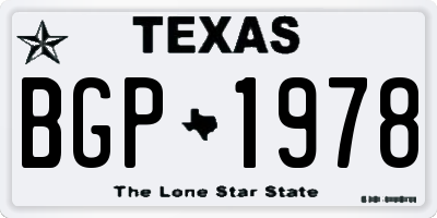 TX license plate BGP1978