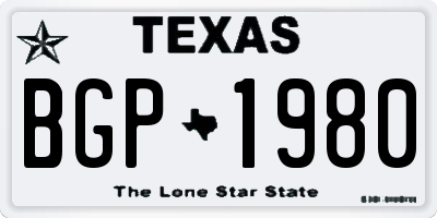 TX license plate BGP1980