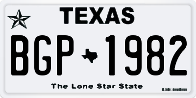 TX license plate BGP1982