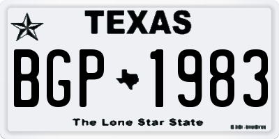TX license plate BGP1983