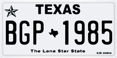 TX license plate BGP1985
