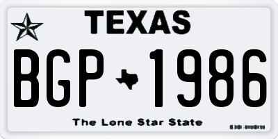 TX license plate BGP1986