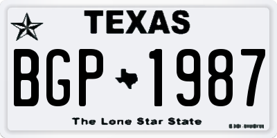 TX license plate BGP1987
