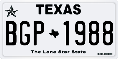 TX license plate BGP1988