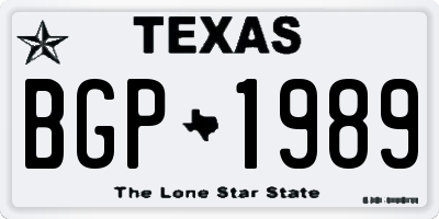 TX license plate BGP1989