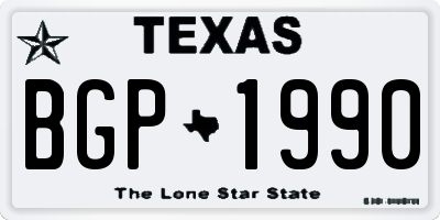 TX license plate BGP1990