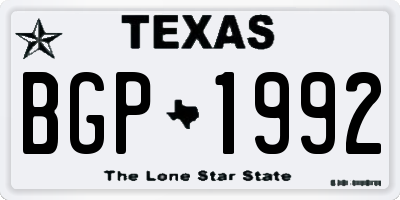 TX license plate BGP1992