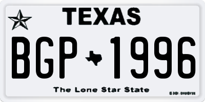 TX license plate BGP1996