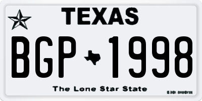 TX license plate BGP1998