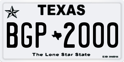 TX license plate BGP2000