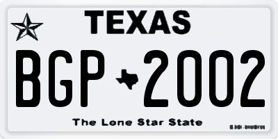 TX license plate BGP2002