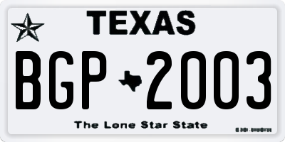 TX license plate BGP2003