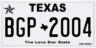 TX license plate BGP2004