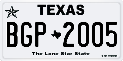 TX license plate BGP2005
