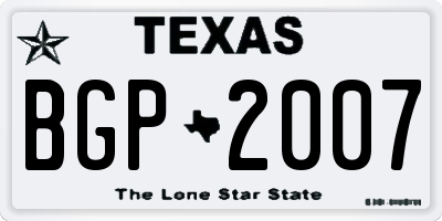 TX license plate BGP2007