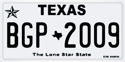TX license plate BGP2009