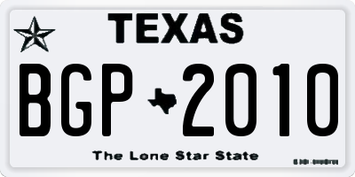 TX license plate BGP2010