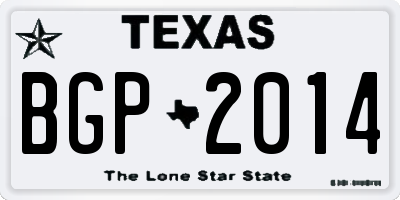 TX license plate BGP2014