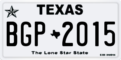 TX license plate BGP2015