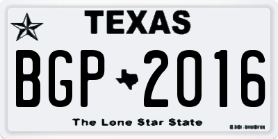 TX license plate BGP2016