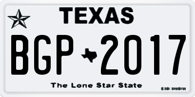 TX license plate BGP2017