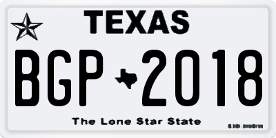 TX license plate BGP2018