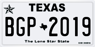 TX license plate BGP2019