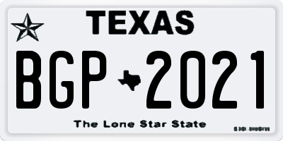 TX license plate BGP2021
