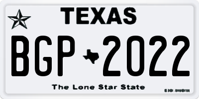 TX license plate BGP2022