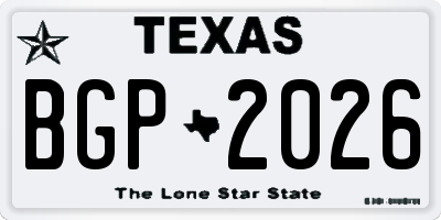 TX license plate BGP2026