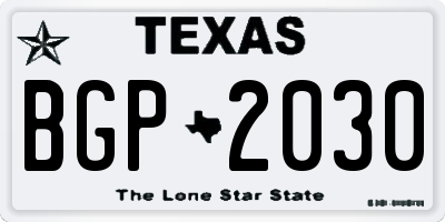 TX license plate BGP2030