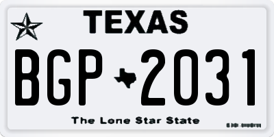 TX license plate BGP2031