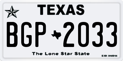 TX license plate BGP2033