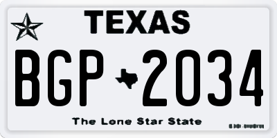 TX license plate BGP2034