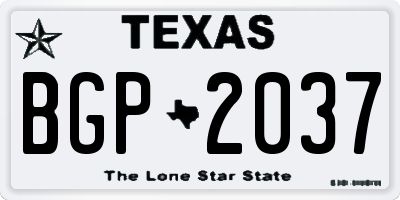 TX license plate BGP2037