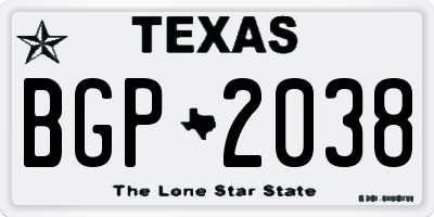 TX license plate BGP2038