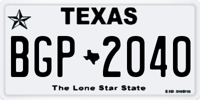 TX license plate BGP2040