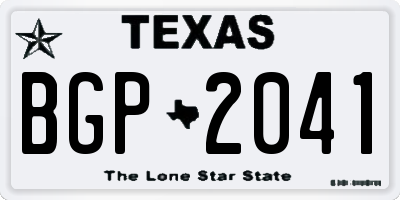 TX license plate BGP2041