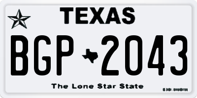 TX license plate BGP2043