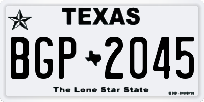 TX license plate BGP2045