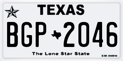 TX license plate BGP2046
