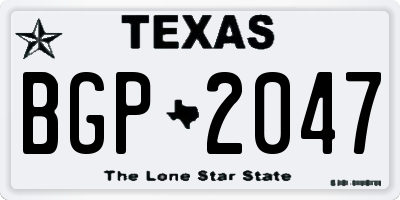 TX license plate BGP2047