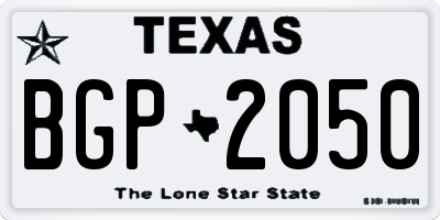 TX license plate BGP2050