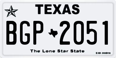 TX license plate BGP2051