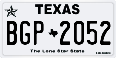 TX license plate BGP2052