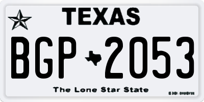 TX license plate BGP2053