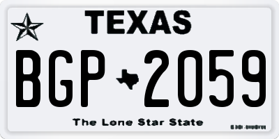 TX license plate BGP2059