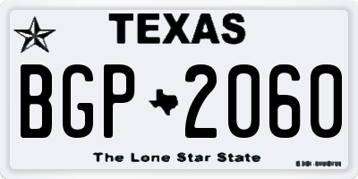 TX license plate BGP2060